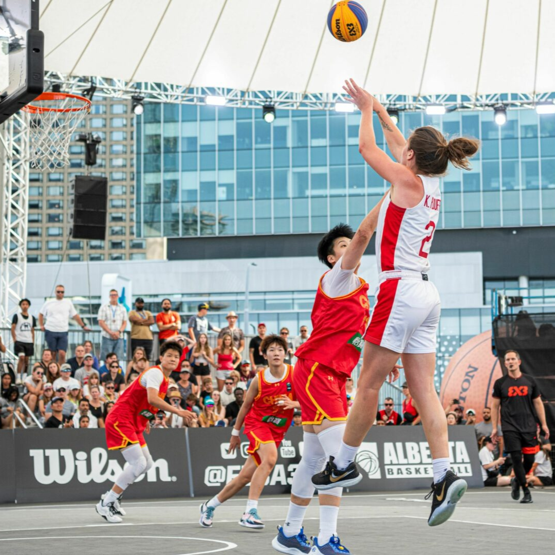 Katherine Plouffe of Team Canada shooting during Edmonton, Alberta Qualifier